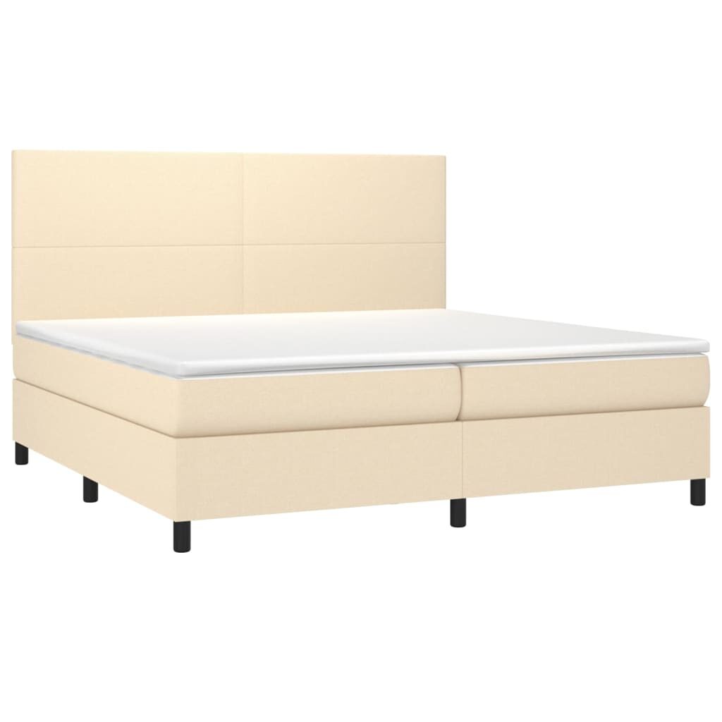 Κρεβάτι Boxspring με Στρώμα & LED Κρεμ 200x200 εκ. Υφασμάτινο