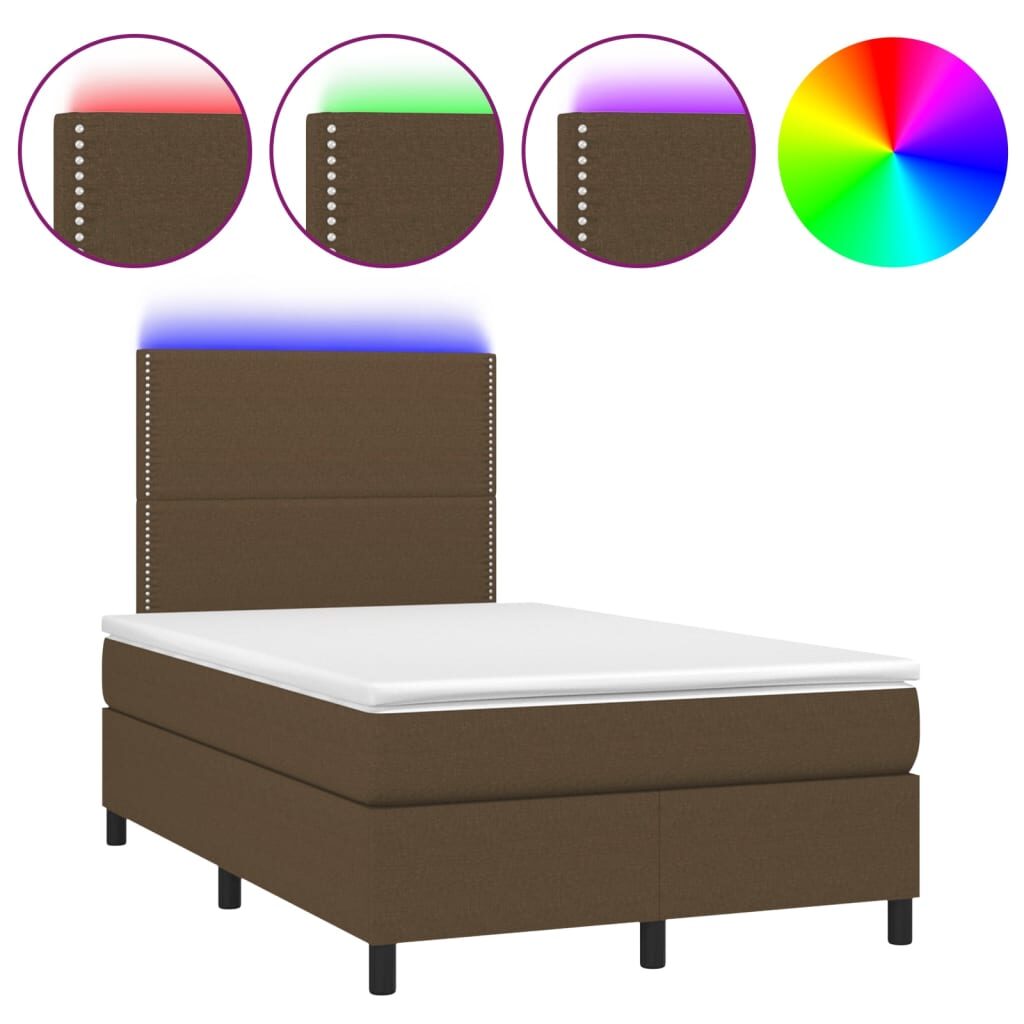 Κρεβάτι Boxspring με Στρώμα & LED Σκ.Καφέ 120x200 εκ Υφασμάτινο