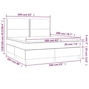 Κρεβάτι Boxspring με Στρώμα & LED Πράσινο 160x200 εκ Υφασμάτινο