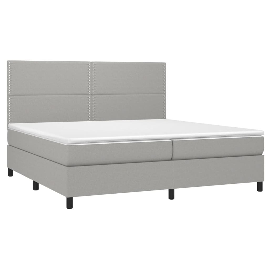 Κρεβάτι Boxspring με Στρώμα & LED Αν.Γκρι 200x200εκ. Υφασμάτινο