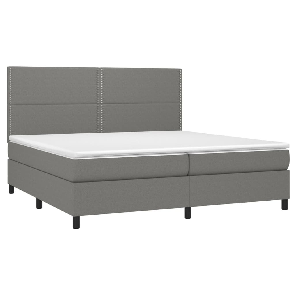 Κρεβάτι Boxspring με Στρώμα & LED Σκ.Γκρι 200x200εκ. Υφασμάτινο