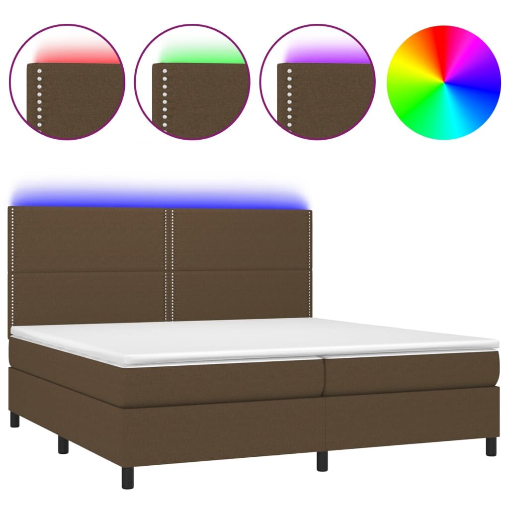 Κρεβάτι Boxspring με Στρώμα & LED Σκ.Καφέ 200x200εκ. Υφασμάτινο