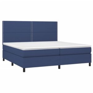 Κρεβάτι Boxspring με Στρώμα & LED Μπλε 200x200 εκ. Υφασμάτινο