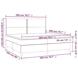 Κρεβάτι Boxspring με Στρώμα & LED Μπλε 200x200 εκ. Υφασμάτινο