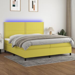 Κρεβάτι Boxspring με Στρώμα & LED Πράσινο 200x200 εκ Υφασμάτινο