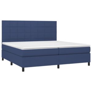 Κρεβάτι Boxspring με Στρώμα & LED Μπλε 200x200 εκ. Υφασμάτινο