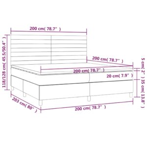 Κρεβάτι Boxspring με Στρώμα & LED Σκ.Καφέ 200x200εκ. Υφασμάτινο