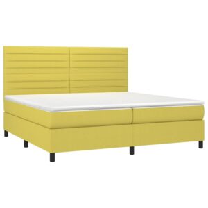 Κρεβάτι Boxspring με Στρώμα & LED Πράσινο 200x200 εκ Υφασμάτινο