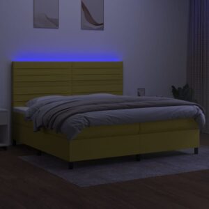 Κρεβάτι Boxspring με Στρώμα & LED Πράσινο 200x200 εκ Υφασμάτινο