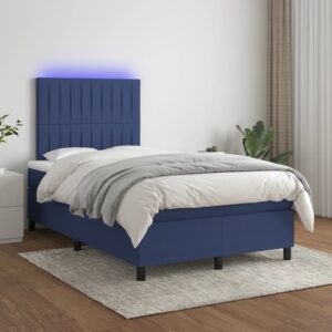 Κρεβάτι Boxspring με Στρώμα & LED Μπλε 120x200 εκ. Υφασμάτινο