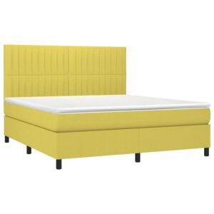 Κρεβάτι Boxspring με Στρώμα & LED Πράσινο 160x200 εκ Υφασμάτινο