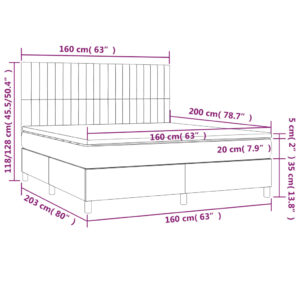 Κρεβάτι Boxspring με Στρώμα & LED Πράσινο 160x200 εκ Υφασμάτινο