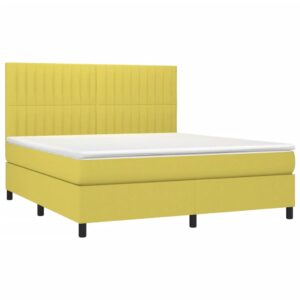 Κρεβάτι Boxspring με Στρώμα & LED Πράσινο 180x200 εκ Υφασμάτινο