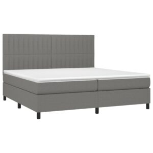 Κρεβάτι Boxspring με Στρώμα & LED Σκ.Γκρι 200x200εκ. Υφασμάτινο