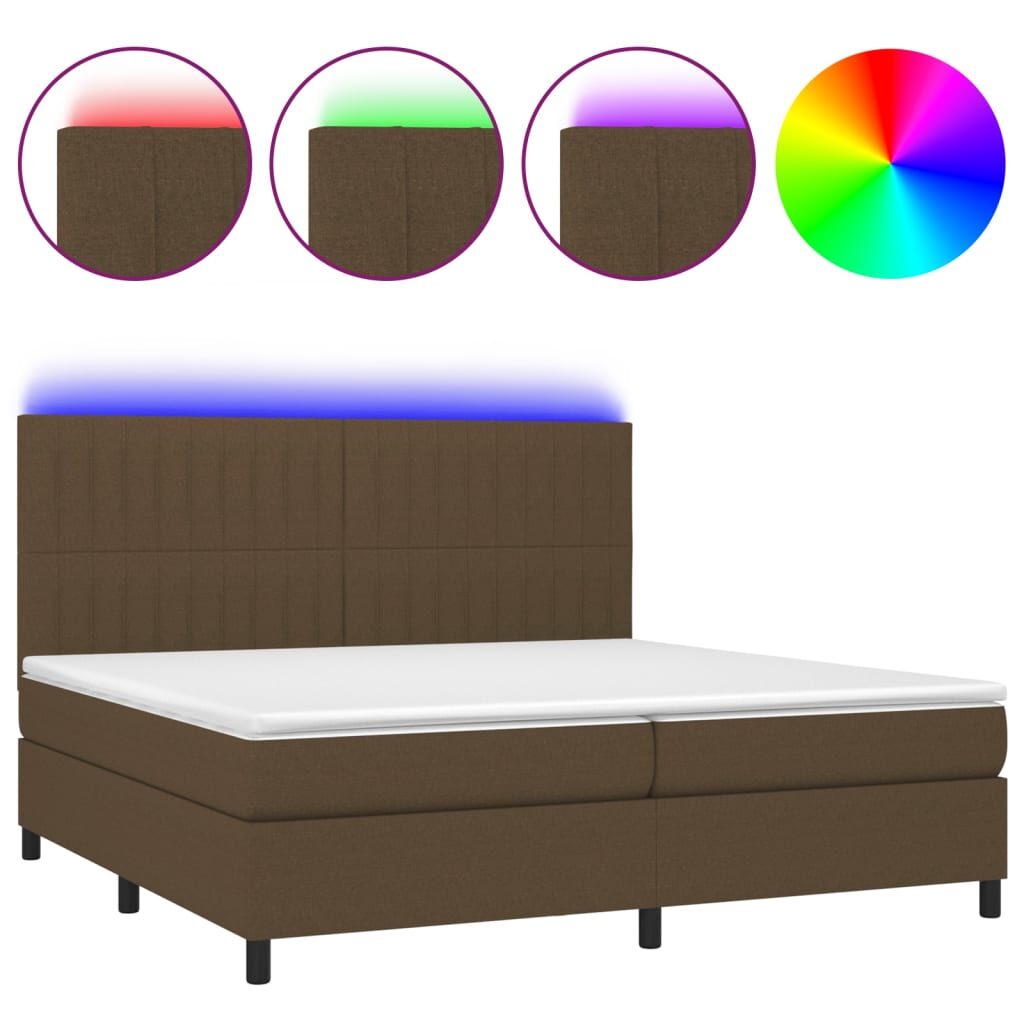 Κρεβάτι Boxspring με Στρώμα & LED Σκ.Καφέ 200x200εκ. Υφασμάτινο