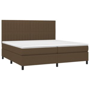 Κρεβάτι Boxspring με Στρώμα & LED Σκ.Καφέ 200x200εκ. Υφασμάτινο