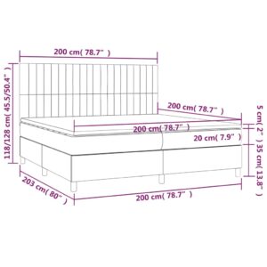 Κρεβάτι Boxspring με Στρώμα & LED Σκ.Καφέ 200x200εκ. Υφασμάτινο