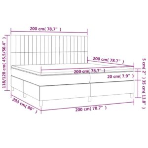 Κρεβάτι Boxspring με Στρώμα & LED Μπλε 200x200 εκ. Υφασμάτινο