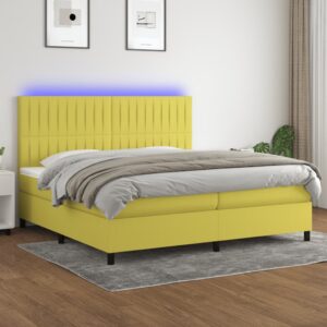 Κρεβάτι Boxspring με Στρώμα & LED Πράσινο 200x200 εκ Υφασμάτινο