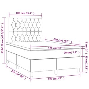 Κρεβάτι Boxspring με Στρώμα & LED Σκ.Καφέ 120x200 εκ Υφασμάτινο