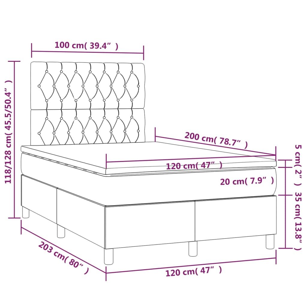 Κρεβάτι Boxspring με Στρώμα & LED Μπλε 120x200 εκ. Υφασμάτινο