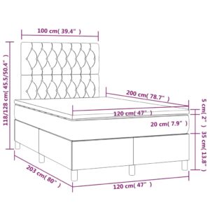 Κρεβάτι Boxspring με Στρώμα & LED Μπλε 120x200 εκ. Υφασμάτινο