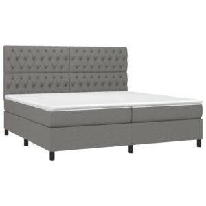 Κρεβάτι Boxspring με Στρώμα & LED Σκ.Γκρι 200x200εκ. Υφασμάτινο