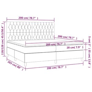 Κρεβάτι Boxspring με Στρώμα & LED Σκ.Γκρι 200x200εκ. Υφασμάτινο