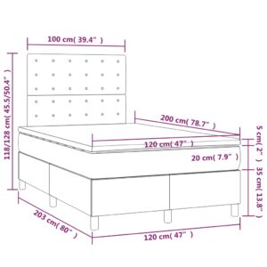 Κρεβάτι Boxspring με Στρώμα & LED Μπλε 120x200 εκ. Υφασμάτινο