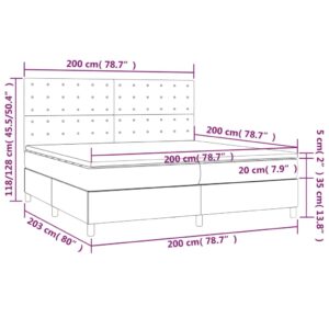 Κρεβάτι Boxspring με Στρώμα & LED Μπλε 200x200 εκ. Υφασμάτινο