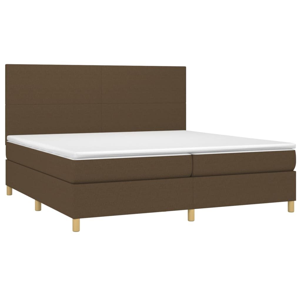 Κρεβάτι Boxspring με Στρώμα & LED Σκ.Καφέ 200x200εκ. Υφασμάτινο