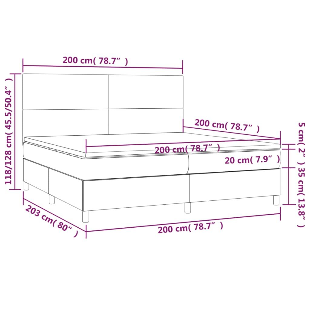 Κρεβάτι Boxspring με Στρώμα & LED Σκ.Καφέ 200x200εκ. Υφασμάτινο