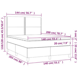 Κρεβάτι Boxspring με Στρώμα & LED Πράσινο 140x200 εκ Υφασμάτινο