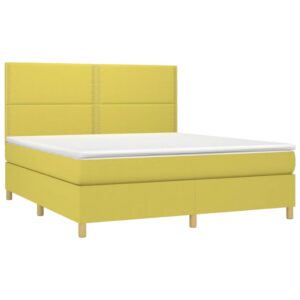 Κρεβάτι Boxspring με Στρώμα & LED Πράσινο 180x200 εκ Υφασμάτινο