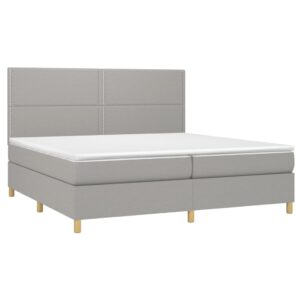 Κρεβάτι Boxspring με Στρώμα & LED Αν.Γκρι 200x200εκ. Υφασμάτινο