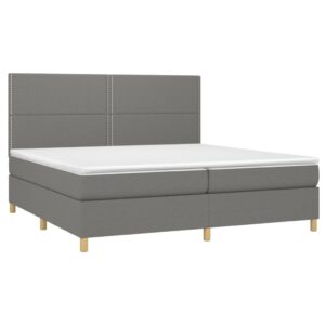 Κρεβάτι Boxspring με Στρώμα & LED Σκ.Γκρι 200x200εκ. Υφασμάτινο