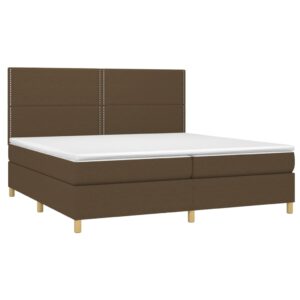 Κρεβάτι Boxspring με Στρώμα & LED Σκ.Καφέ 200x200εκ. Υφασμάτινο