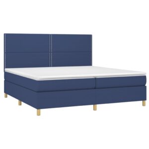 Κρεβάτι Boxspring με Στρώμα & LED Μπλε 200x200 εκ. Υφασμάτινο