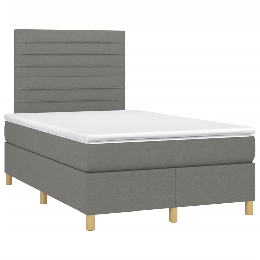 Κρεβάτι Boxspring με Στρώμα & LED Σκ.Γκρι 120x200 εκ Υφασμάτινο