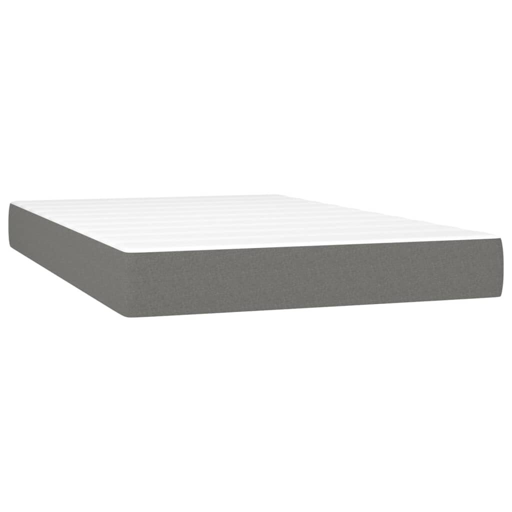 Κρεβάτι Boxspring με Στρώμα & LED Σκ.Γκρι 120x200 εκ Υφασμάτινο