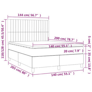 Κρεβάτι Boxspring με Στρώμα & LED Πράσινο 140x200 εκ Υφασμάτινο