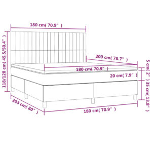 Κρεβάτι Boxspring με Στρώμα & LED Πράσινο 180x200 εκ Υφασμάτινο