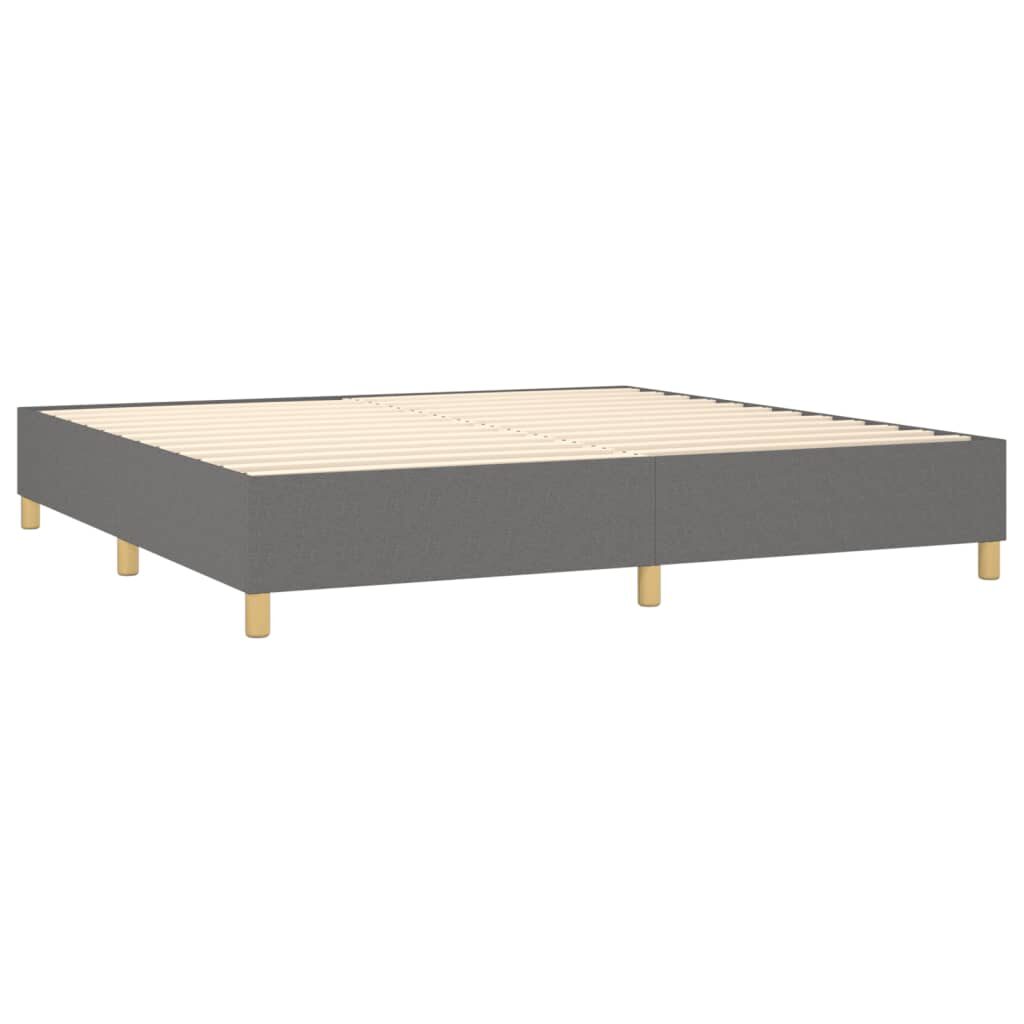 Κρεβάτι Boxspring με Στρώμα & LED Σκ.Γκρι 200x200εκ. Υφασμάτινο