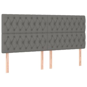 Κρεβάτι Boxspring με Στρώμα & LED Σκ.Γκρι 200x200εκ. Υφασμάτινο