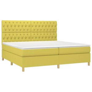 Κρεβάτι Boxspring με Στρώμα & LED Πράσινο 200x200 εκ Υφασμάτινο