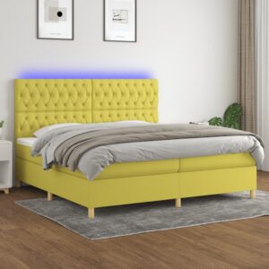 Κρεβάτι Boxspring με Στρώμα & LED Πράσινο 200x200 εκ Υφασμάτινο