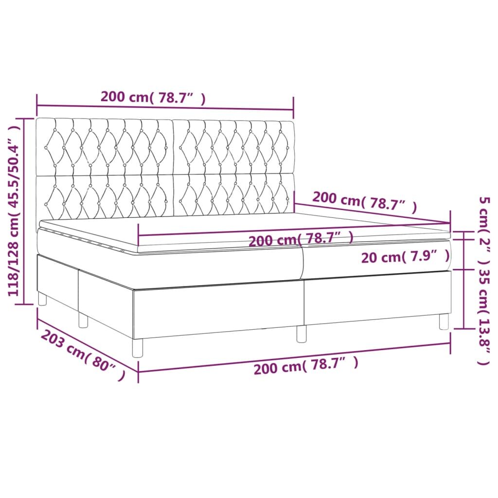 Κρεβάτι Boxspring με Στρώμα & LED Πράσινο 200x200 εκ Υφασμάτινο