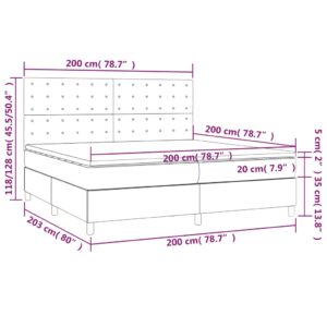 Κρεβάτι Boxspring με Στρώμα & LED Σκ.Καφέ 200x200εκ. Υφασμάτινο