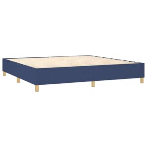 Κρεβάτι Boxspring με Στρώμα & LED Μπλε 200x200 εκ. Υφασμάτινο