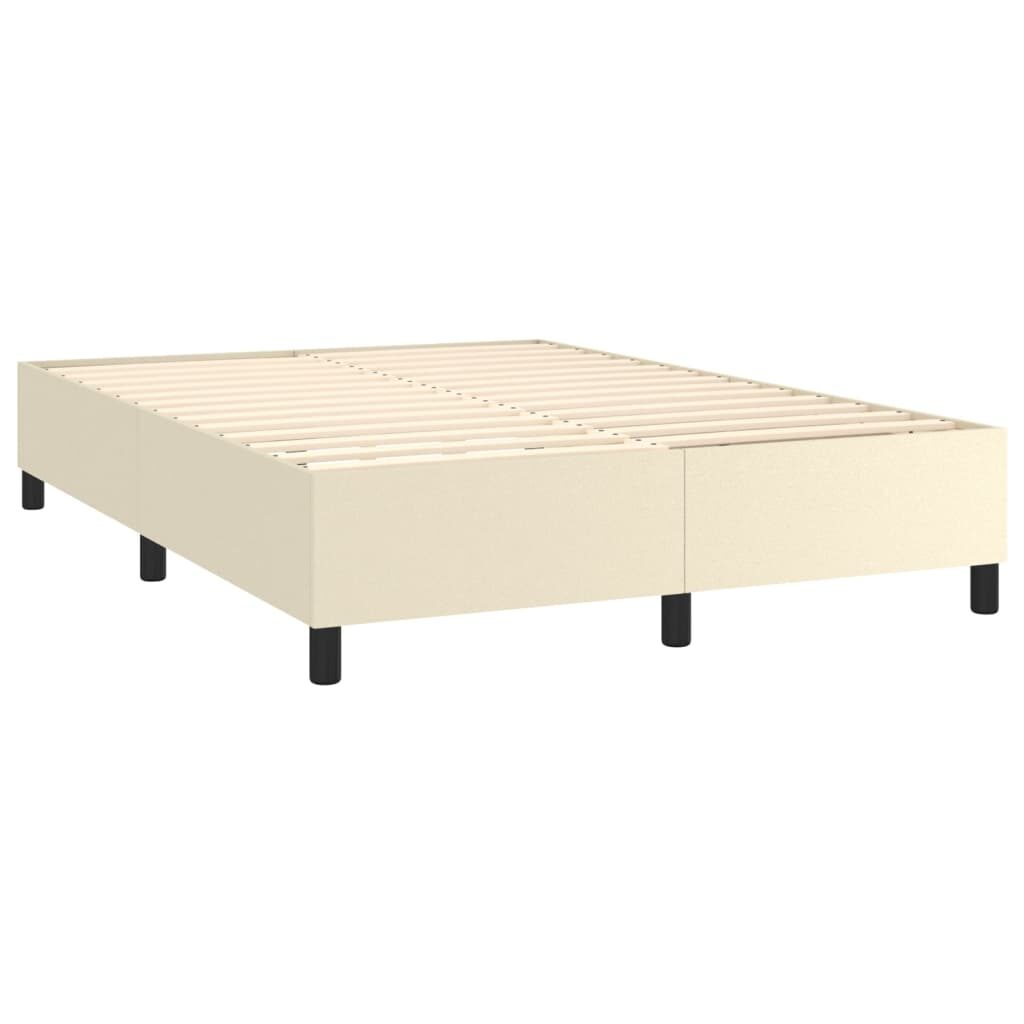 Κρεβάτι Boxspring με Στρώμα & LED Κρεμ 140x190 εκ. Συνθ. Δέρμα